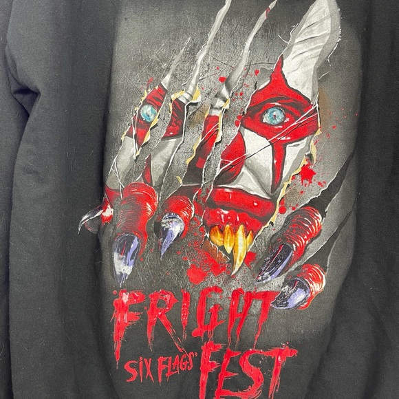 Just Hoods By AWDis Six Flags Fright Fest Long Sleeve Black Hoodie Size XL NWT - Picture 4 of 9